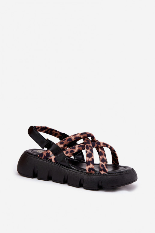 Dames sandalen met platform Met Strepen met luipaardbontpatronen Filamira