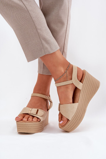 Chaki-farbene Damenabsatzschuhe mit Schnallen, „Liniella" 2