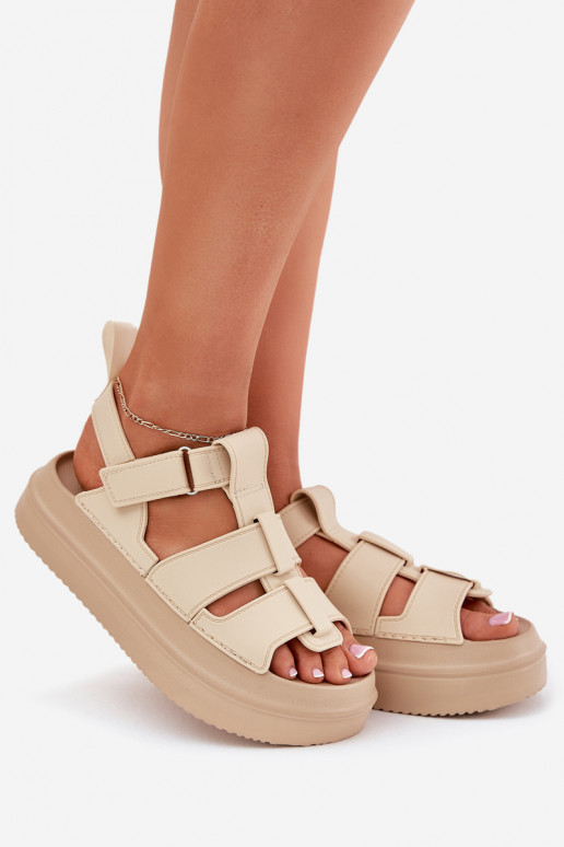 Damensandalen mit einer Plattform Beige Nitavelia