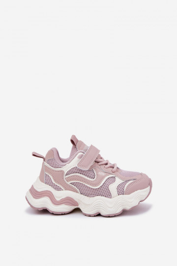 Chaussures modèle baskets Puéril Sur une semelle épaisse couleur rose Lianees 2