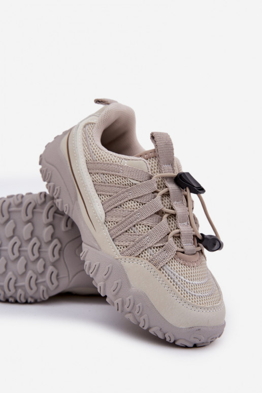 Sneakers model schoenen Kinderen met trekkoord ivoor Opnelita