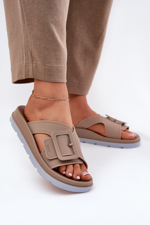 Parfumé Pantoufles pour femmes décorer avec boucles ZAXY RR285076 beige