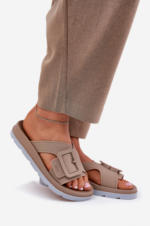 Parfumé Pantoufles pour femmes décorer avec boucles ZAXY RR285076 beige