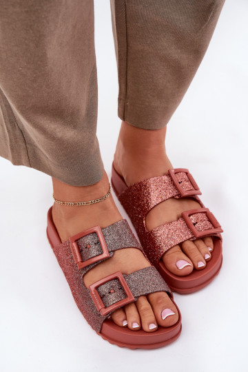 Parfumé Pantoufles pour femmes avec éclat I avec bouclesmi ZAXY RR285025 couleur rose