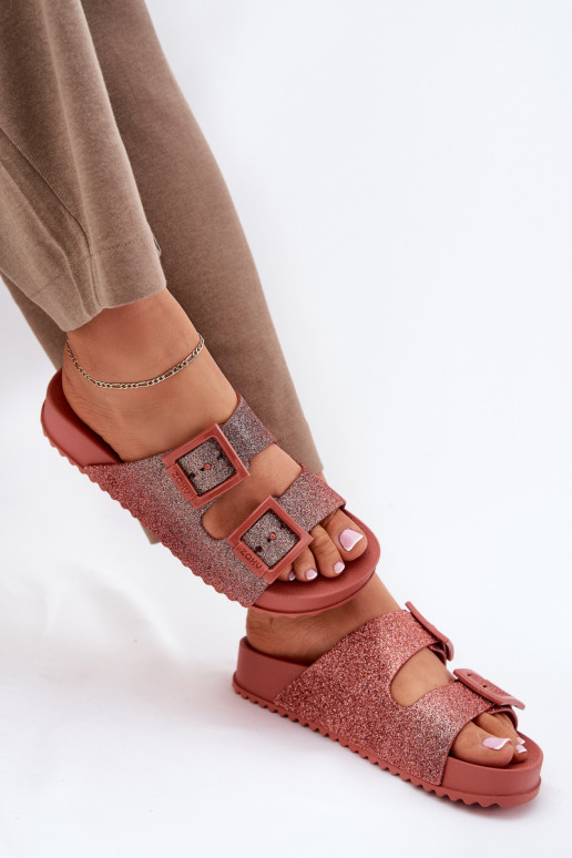 Duftend Damenhausschuhe mit Glanz I mit Schnallenmi ZAXY RR285025 pinke Farbe