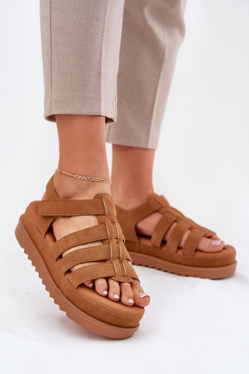 Bruine dames schoenen met plateau van kunstsuède, „Filisenia" 2