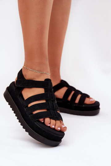 Schwarze Damen-Schuhe mit Plattform aus Kunstwildleder, „Filisenia"