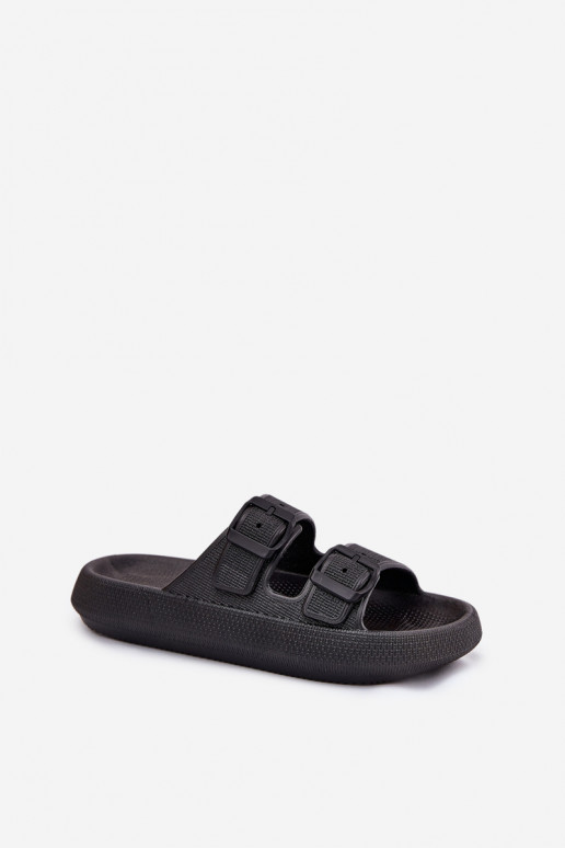 Pantoufles pour femmes avec une plateforme avec boucles couleur noire Nitiana