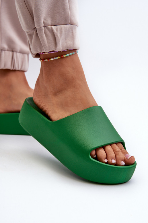 Dames Slippers Op dikke zool groene kleur Oreithano