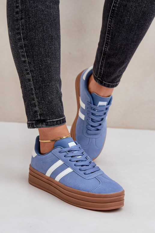 Chaussures modèle baskets Féminin avec une plateforme couleur bleue Egelia