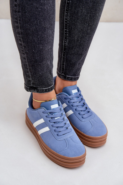 Sneakers Stilvollllschuhe Feminin mit einer Plattform blaue Farbe Egelia