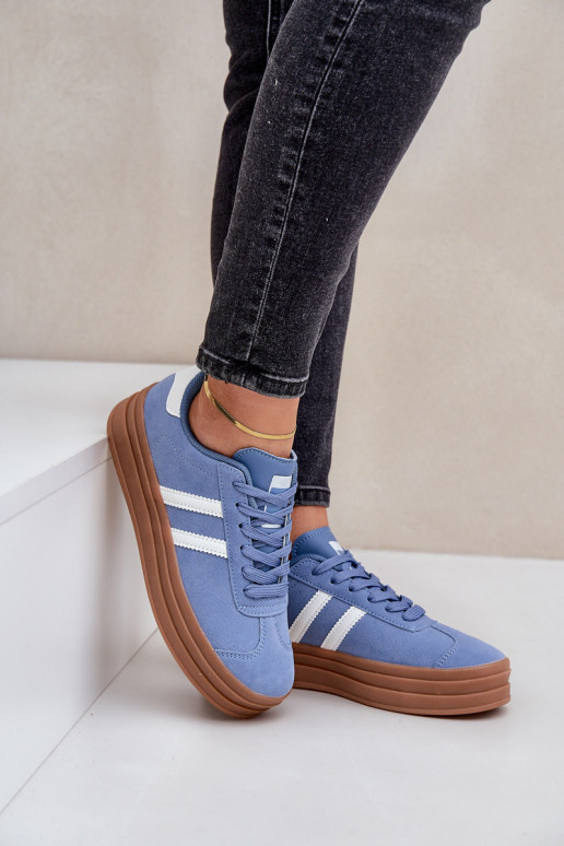 Chaussures modèle baskets Féminin avec une plateforme couleur bleue Egelia