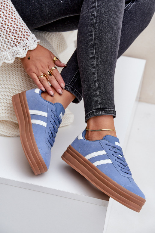 Chaussures modèle baskets Féminin avec une plateforme couleur bleue Egelia