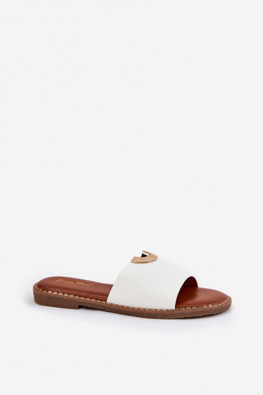 Dames witte slippers van kunstleer...