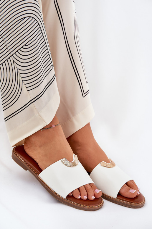 Dames witte slippers van kunstleer...