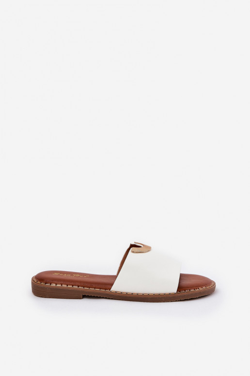 Dames witte slippers van kunstleer...