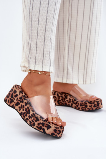 Damespantoffels Z Transparentnym Strepenem Op de INig met luipaardbontpatronen Meltiana