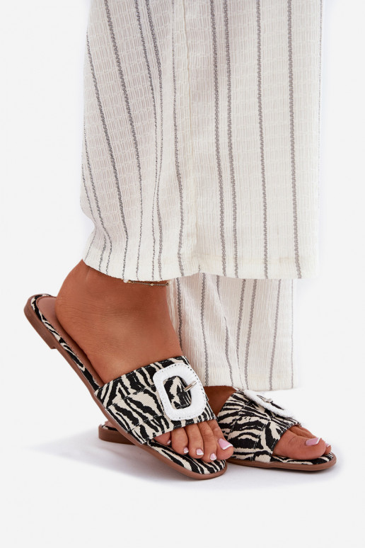 gelijk aan Damespantoffels versieren met gespen Zebra Clariola