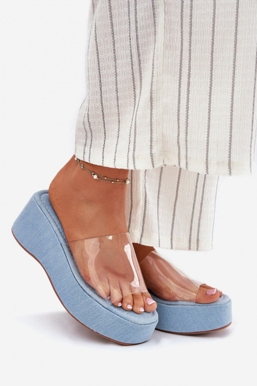 Pantoufles pour femmes Z Transparentnym Bandesem Sur un coin Il fauttière jean Meltiana