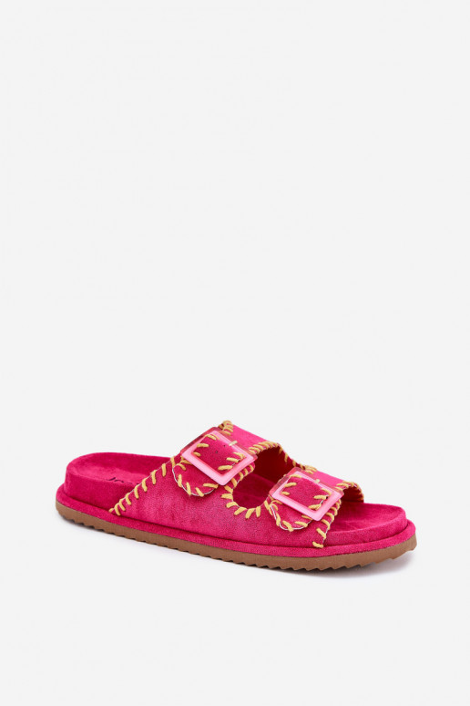 Pantoufles pour femmes avec boucles I Ozdobnym Obszyciem couleur rose Visley Pantoufles pour femmes avec boucles I Ozdobnym Obszyciem couleur rose Visley