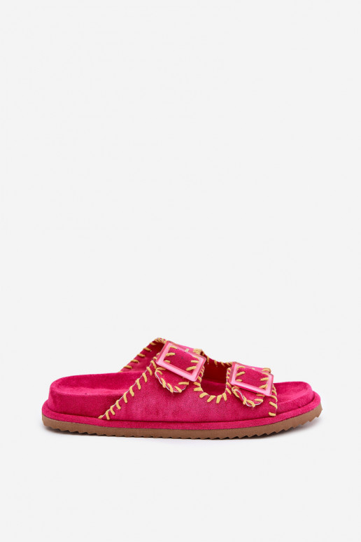 Pantoufles pour femmes avec boucles I Ozdobnym Obszyciem couleur rose Visley Pantoufles pour femmes avec boucles I Ozdobnym Obszyciem couleur rose Visley