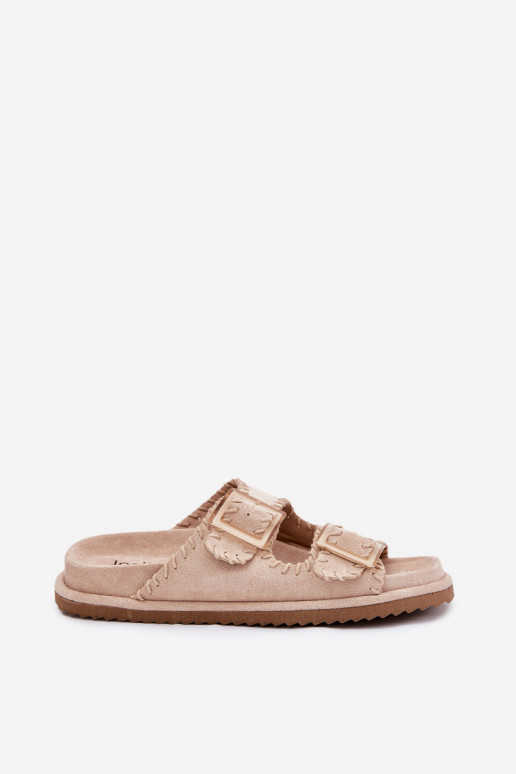 Damenhausschuhe mit Schnallen I Ozdobnym Obszyciem Beige Visley