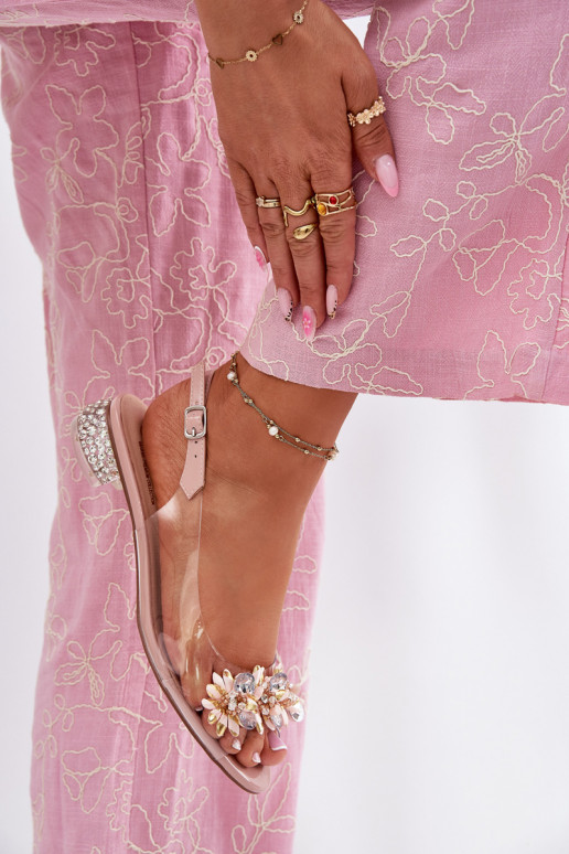 Perregimi sandalen Op een lage hak Met Decoratie D&A MR51-709 roze