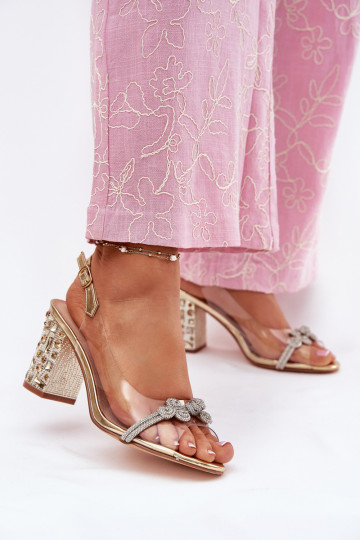 Perregimi sandalen met hakken D&A MR51-705 gouden kleur