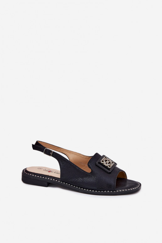 Elegante stijl Dames sandalen met brede hakken met ornamenten S.Barski KV51-082 zInart