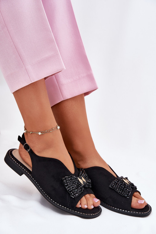 Dames sandalen met linten met brede hakken S.Barski KV51-014 zInart Dames sandalen met linten met brede hakken S.Barski KV51-014 zInart