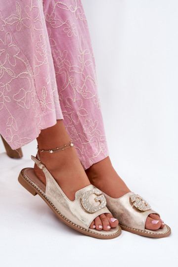 Dames sandalen Met sierlijk Detalem S.Barski KV51-081 gouden kleur