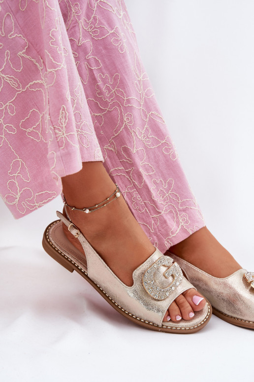 Sandales pour femmes Avec des décorations Detalem S.Barski KV51-081 couleur dorée