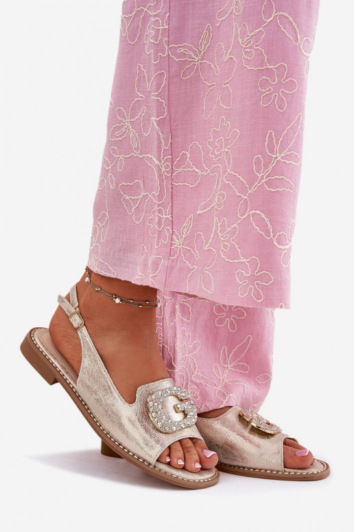 Sandales pour femmes Avec des décorations Detalem S.Barski KV51-081 couleur dorée