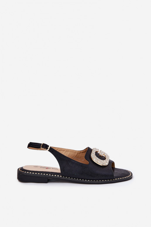 Sandales pour femmes Avec des décorations Detalem S.Barski KV51-081 couleur noire