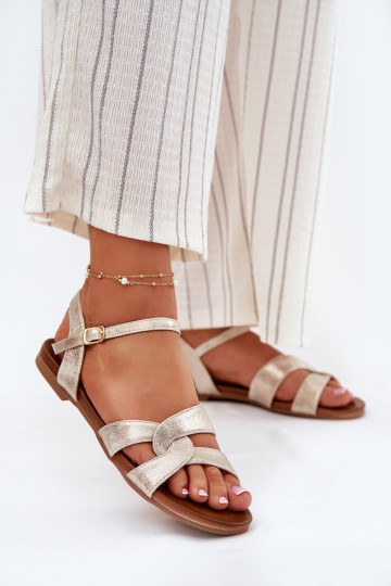 isocèle avec éclat Sandales pour femmes S.Barski KV51-022 couleur dorée