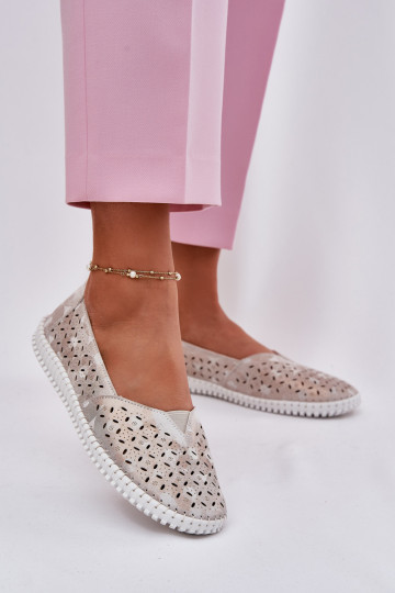 Daim ajouré chaussures Féminin or-couleur grise Chulieta 2