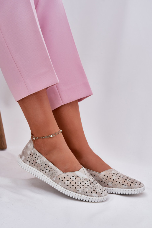 Daim ajouré chaussures Féminin or-couleur grise Chulieta