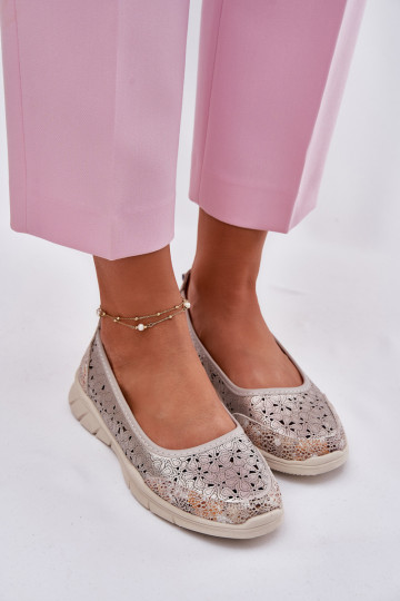 Haut mit durchbrochenen Elementen  Ballerinas goldene Farbe Leaneila