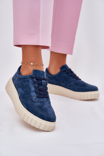 en daim Chaussures modèle baskets Féminin avec une plateforme bleu foncé RilÀena