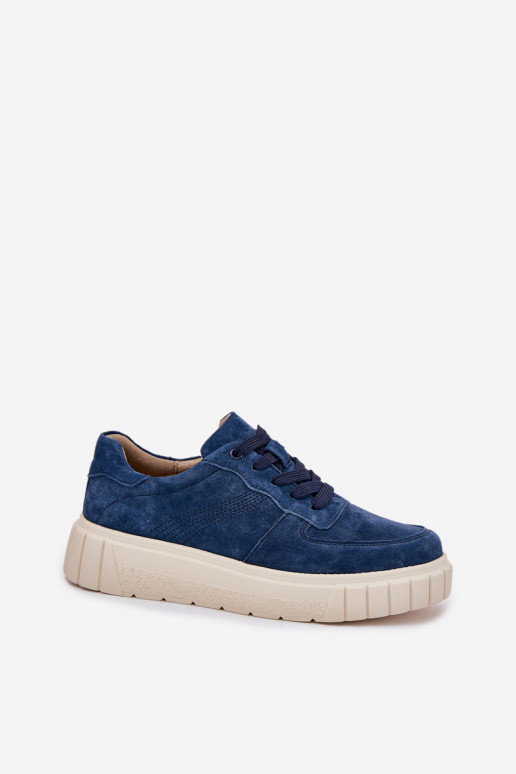 van suède Sneakers model schoenen Dames met platform donkerblauIn RilInena