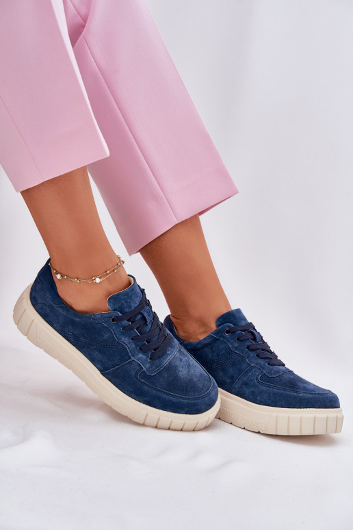 en daim Chaussures modèle baskets Féminin avec une plateforme bleu foncé RilÀena