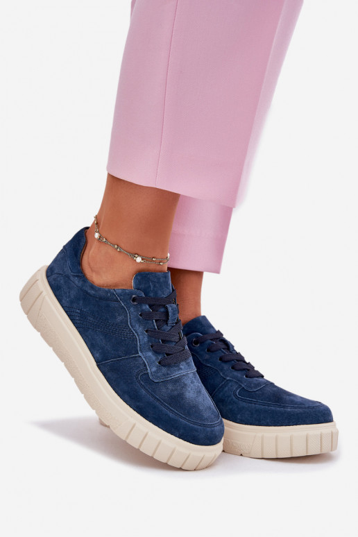 en daim Chaussures modèle baskets Féminin avec une plateforme bleu foncé RilÀena