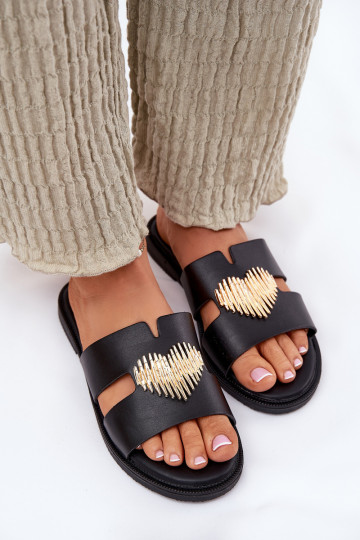 Damespantoffels met brede hakken met gouden details zInart Karinma