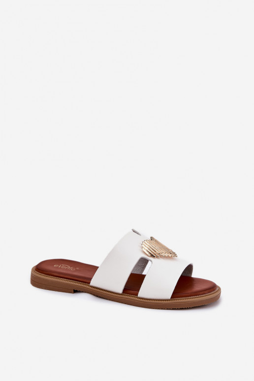 Damenhausschuhe mit breiten Absätzen mit goldenen Details Zueiße Farbe Karinma