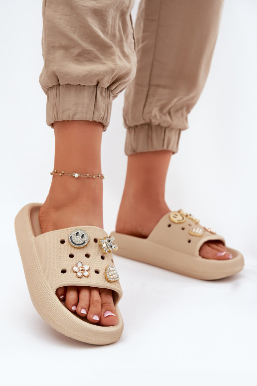 Damenhausschuhe Leichte Hausschuhe Z Przypinkami Vinceza 76055 Beige Damenhausschuhe Leichte Hausschuhe Z Przypinkami Vinceza 76055 Beige