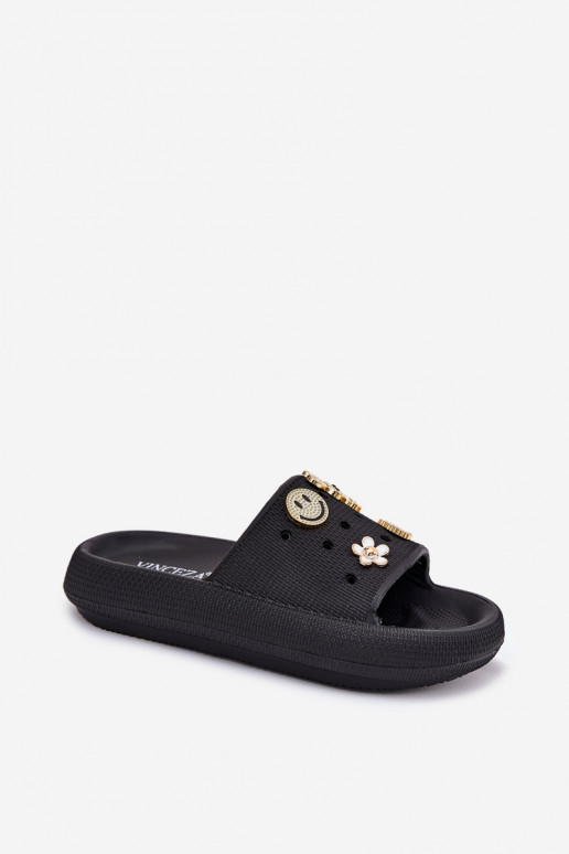 Damenhausschuhe Leichte Hausschuhe Z Przypinkami Vinceza 76055 schZuarze Farbe