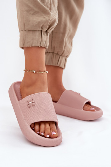 Pantoufles légères Pantoufles pour femmes avec une plateforme Avec l ours Vinceza 75210 couleur rose