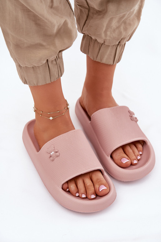 Pantoufles légères Pantoufles pour femmes avec une plateforme Avec l ours Vinceza 75210 couleur rose