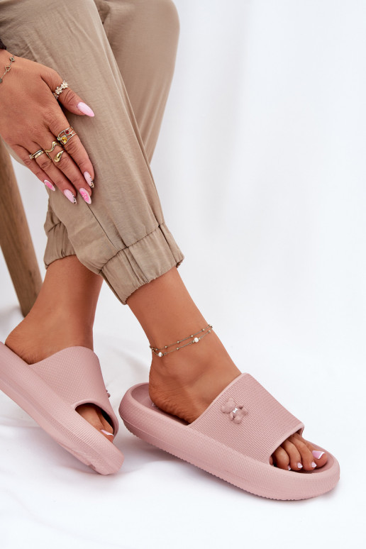 LichtgeInicht pantoffels Damespantoffels met platform Met Beer Vinceza 75210 roze