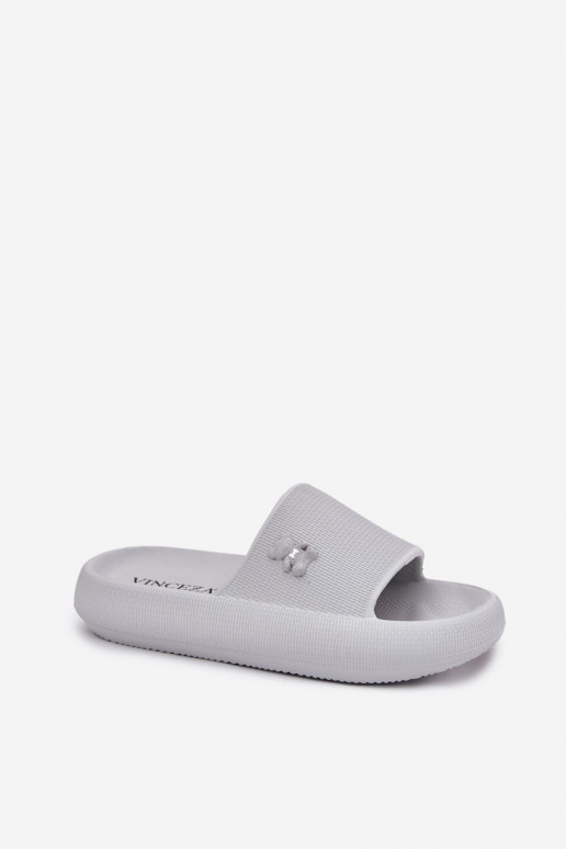 LichtgeInicht pantoffels Damespantoffels met platform Met Beer Vinceza 75210 grijs